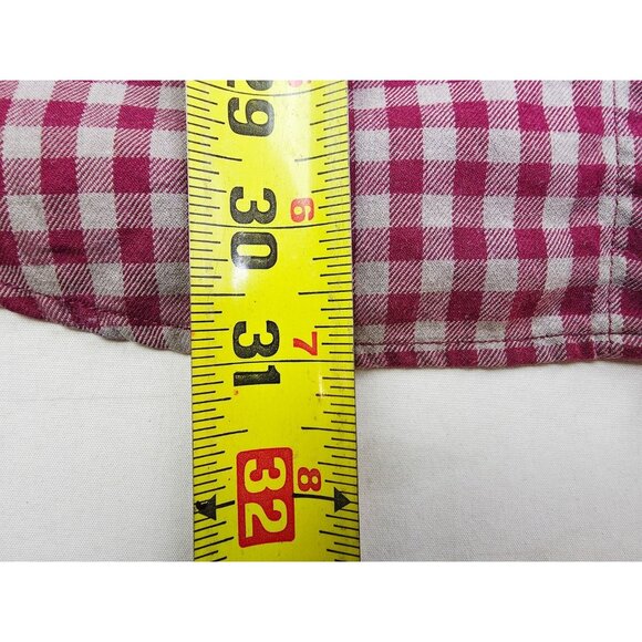 Banana Republic Slim Fit Luxe Flannel Size Large Mens Burgundy Gray Check Shirt - Picture 7 of 9